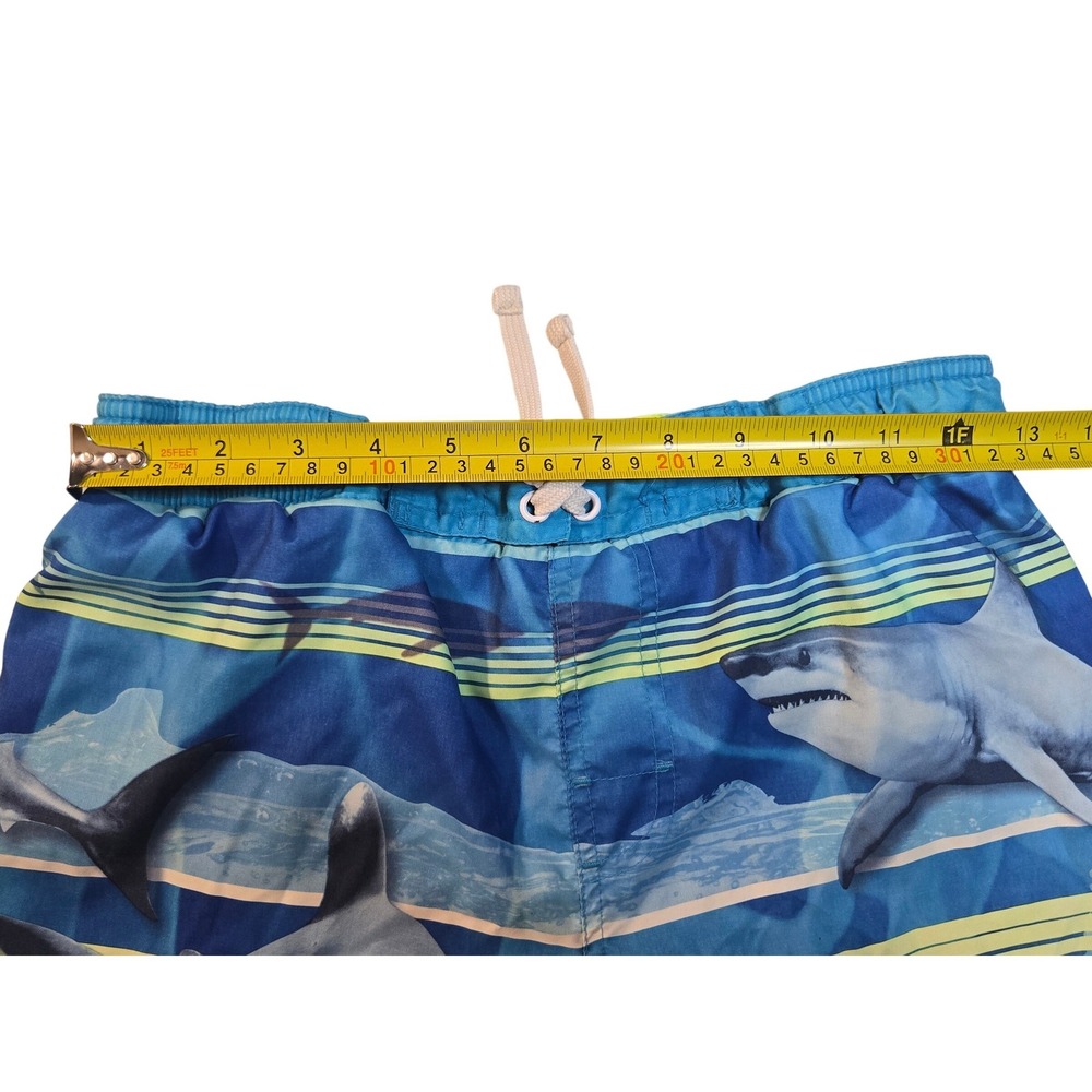 Ocean Pacific Boys Shark Print Swim Trunks Blue Cyan Size L 10-12 OB27712C - Picture 5 of 10